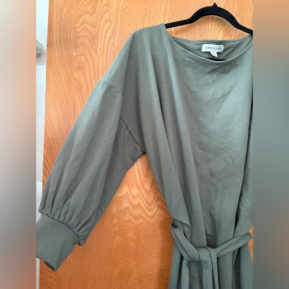 Amour Vert Vetiver Nour Fleur Reverie Terry Sweatshirt Dress OSFM - Picture 5 of 9